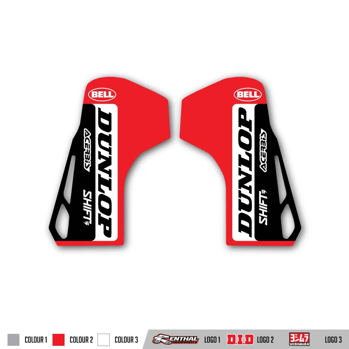 Pro link sticker rear fork red with grey background