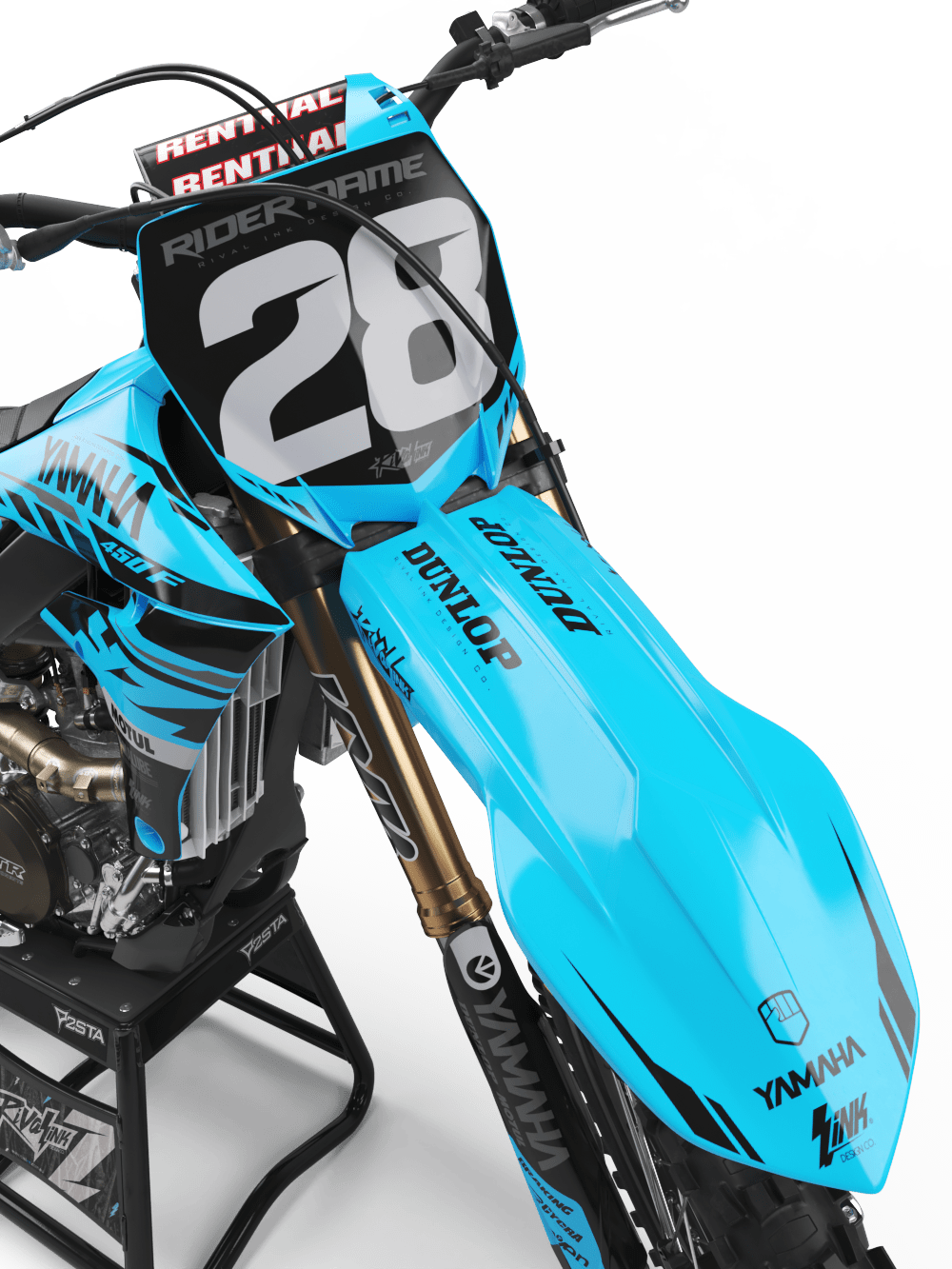 Custom Yamaha Dirt Bike Heet Blue Graphics - FREE SHIPPING