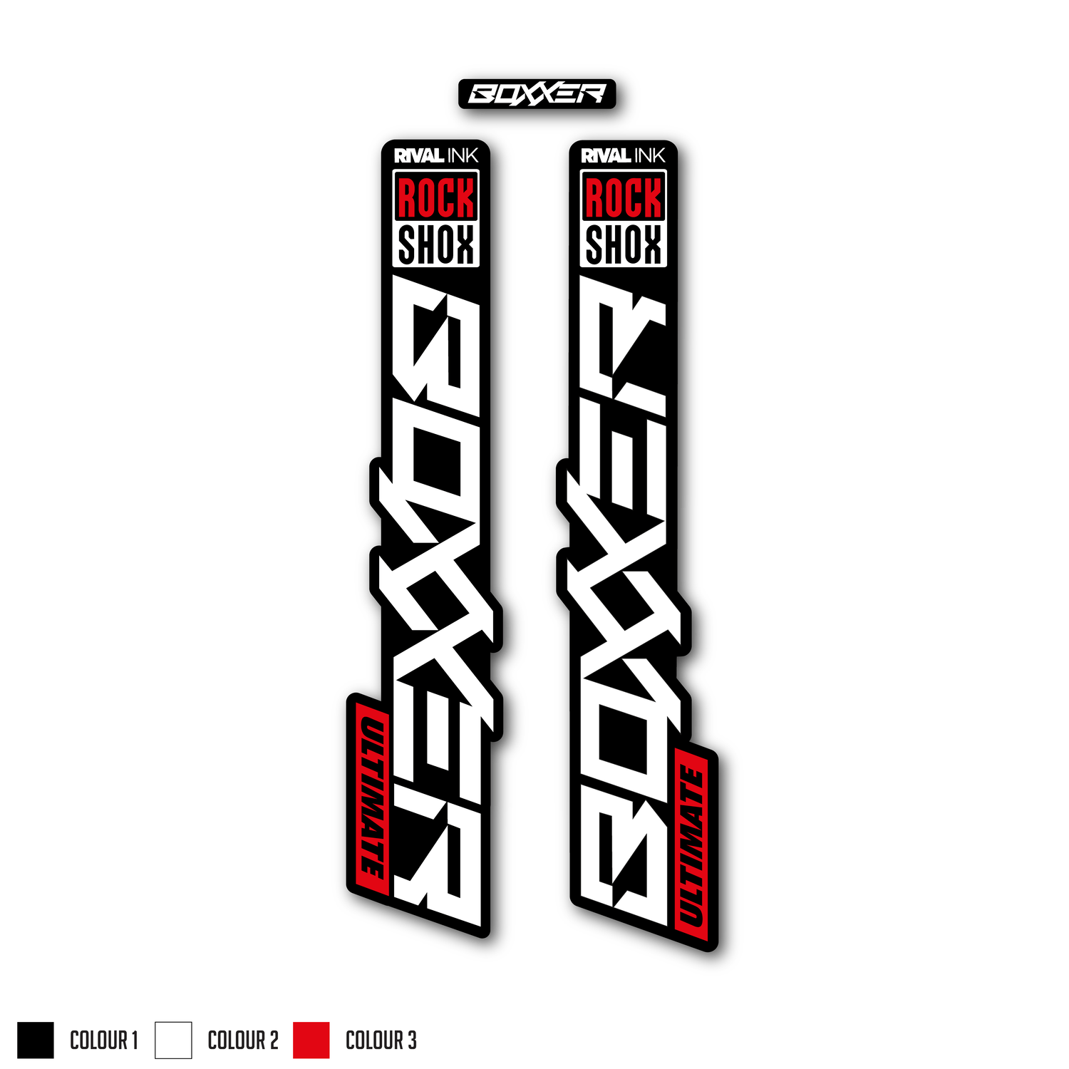 RockShox BOXXER FORK Ultimate Stickers Decals Graphics Mountain Bike red 