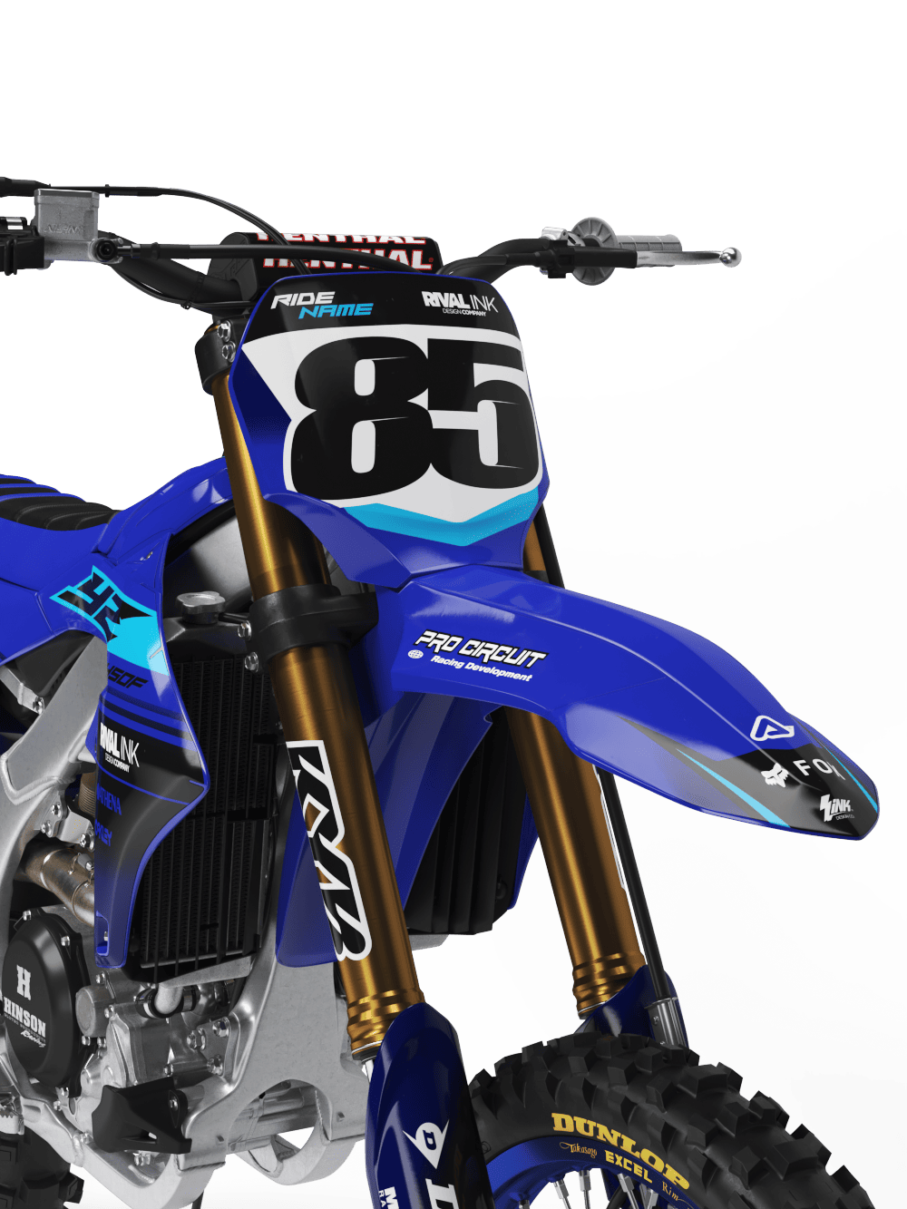 Custom Yamaha Dirt Bike Heet Blue Graphics - FREE SHIPPING