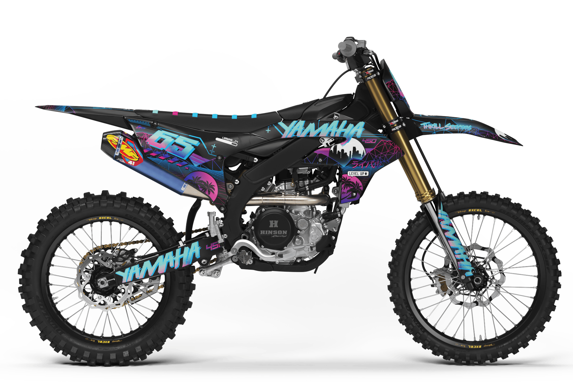 Custom Yamaha Dirt Bike Heet Blue Graphics - FREE SHIPPING