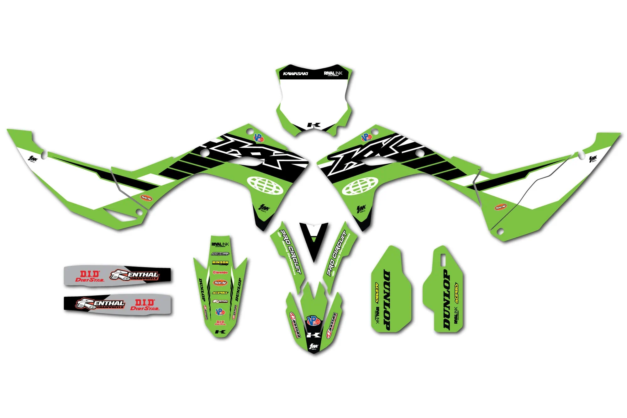 新品　3Racing M210と純正予備パーツ多数セット　送料無料 KAWASAKI KX250 2025 KX450 24-25 Works Pre-Made Graphics Kit